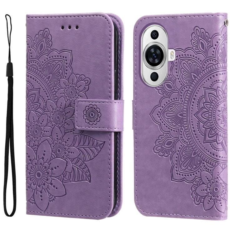 For Huawei nova 11 7-petal Flowers Embossing Leather Phone Case(Light Purple) - Huawei Cases by buy2fix | Online Shopping UK | buy2fix