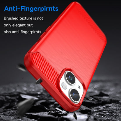For iPhone 15 Brushed Texture Carbon Fiber TPU Phone Case(Red) - iPhone 15 Cases by buy2fix | Online Shopping UK | buy2fix