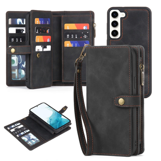 For Samsung Galaxy A42 5G Zipper Wallet Detachable MagSafe Leather Phone Case(Black) - Galaxy Phone Cases by buy2fix | Online Shopping UK | buy2fix