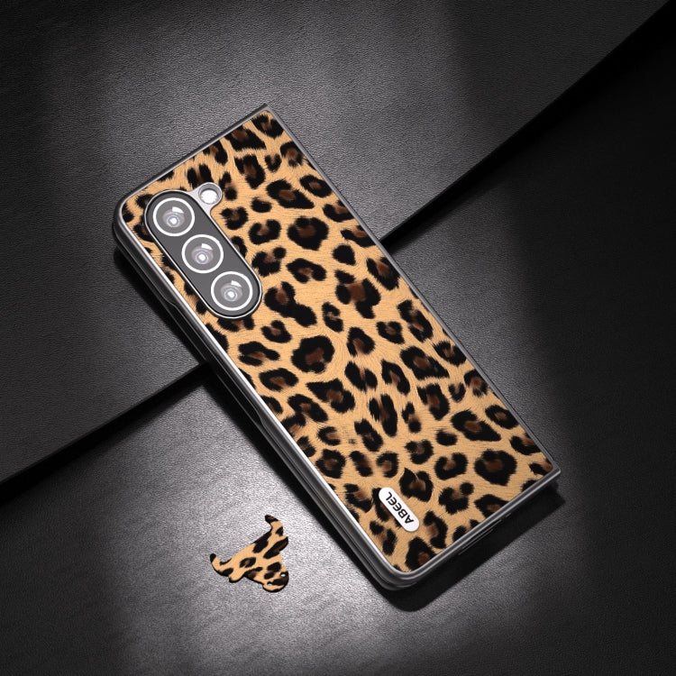 For Samsung Galaxy Z Fold5 ABEEL Black Edge Leopard Phone Case(Champagne Gold) - Galaxy Z Fold5 Cases by buy2fix | Online Shopping UK | buy2fix