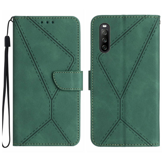 For Sony Xperia 10 III Stitching Embossed Leather Phone Case(Green) - Sony Cases by buy2fix | Online Shopping UK | buy2fix