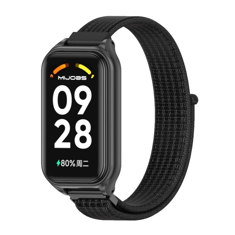 For Redmi Band 2 Mijobs Metal Shell Breathable Nylon Loop Watch Band(Black) - Watch Bands by MIJOBS | Online Shopping UK | buy2fix