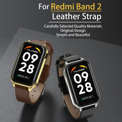 For Redmi Band 2 Mijobs Metal Shell Genuine Leather Watch Band(Red Rose Gold) - Watch Bands by MIJOBS | Online Shopping UK | buy2fix