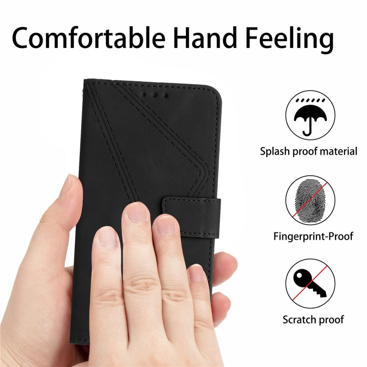 For Xiaomi Redmi Note 12 5G Stitching Embossed Leather Phone Case(Black) - Note 12 Cases by buy2fix | Online Shopping UK | buy2fix