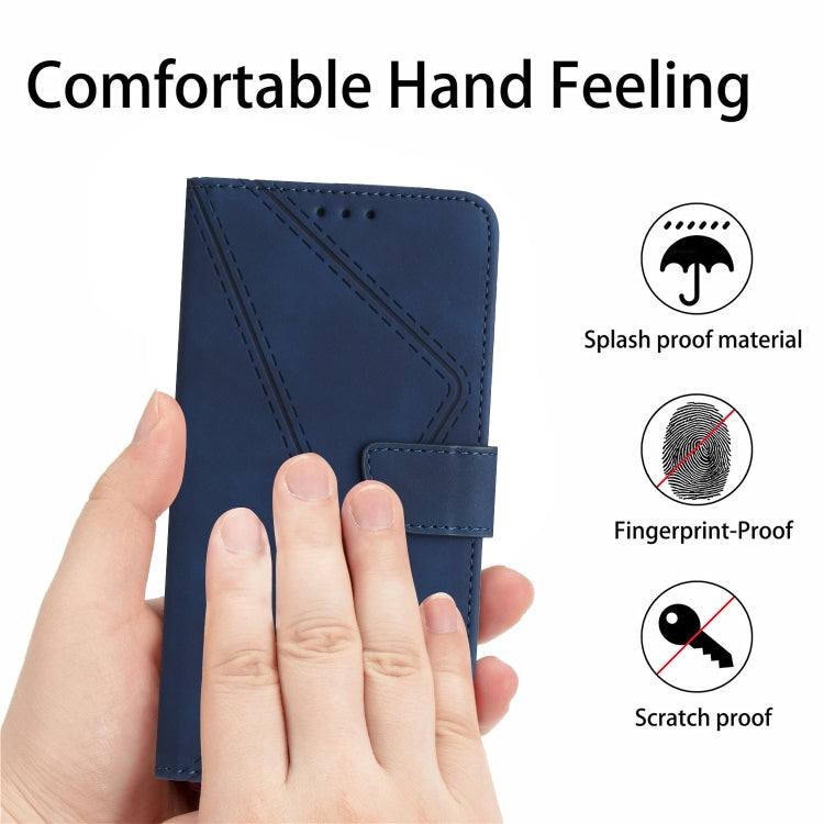 For Xiaomi Redmi Note 12 5G Stitching Embossed Leather Phone Case(Blue) - Note 12 Cases by buy2fix | Online Shopping UK | buy2fix