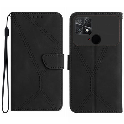 For Xiaomi POCO C40 Stitching Embossed Leather Phone Case(Black) - Xiaomi Cases by buy2fix | Online Shopping UK | buy2fix