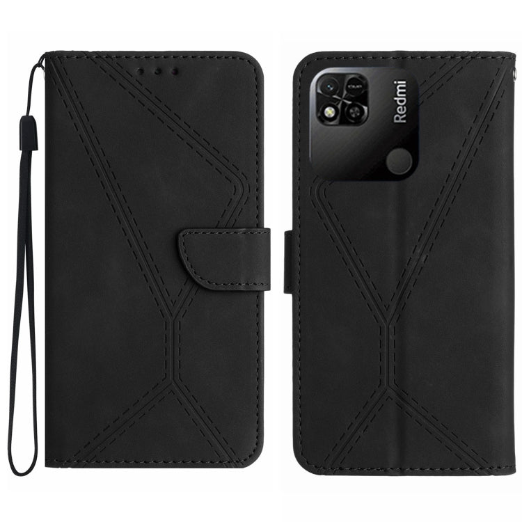 For Xiaomi Redmi 10A Stitching Embossed Leather Phone Case(Black) - Xiaomi Cases by buy2fix | Online Shopping UK | buy2fix