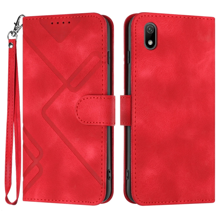 For Honor 8S Line Pattern Skin Feel Leather Phone Case(Red) - Honor Cases by buy2fix | Online Shopping UK | buy2fix