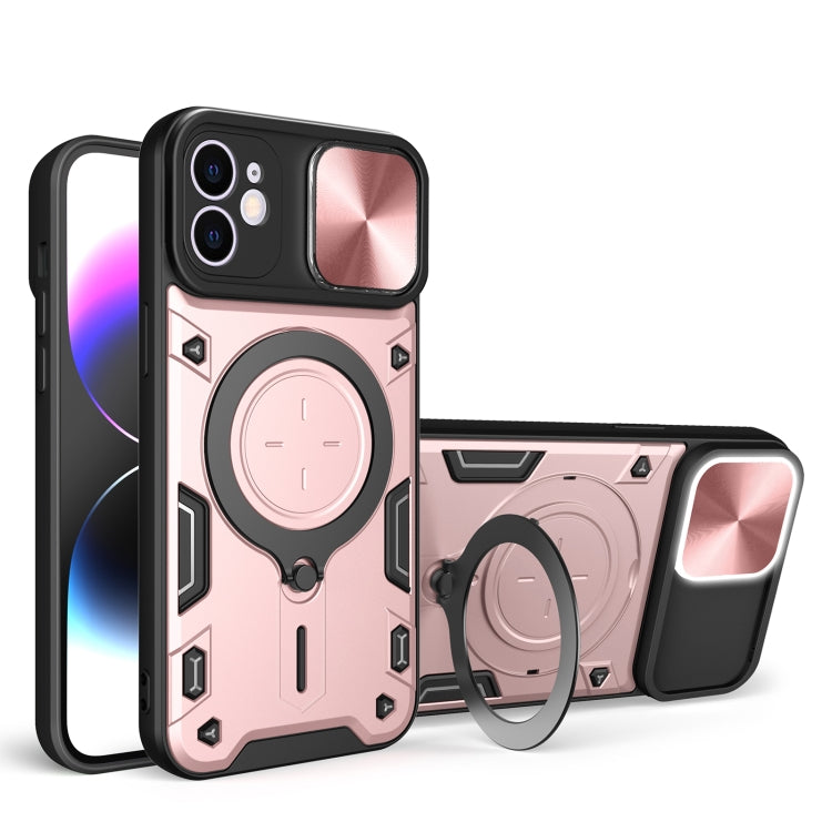 For iPhone 12 CD Texture Sliding Camshield Magnetic Holder Phone Case(Pink) - iPhone 12 / 12 Pro Cases by buy2fix | Online Shopping UK | buy2fix