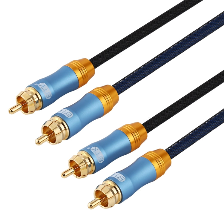 EMK 2 x RCA Male to 2 x RCA Male Gold Plated Connector Nylon Braid Coaxial Audio Cable for TV / Amplifier / Home Theater / DVD, Cable Length:3m(Dark Blue) - Audio Optical Cables by EMK | Online Shopping UK | buy2fix