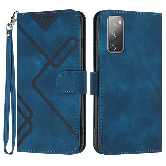 For Samsung Galaxy S20 FE Line Pattern Skin Feel Leather Phone Case(Royal Blue) - Galaxy S20 FE Cases by buy2fix | Online Shopping UK | buy2fix
