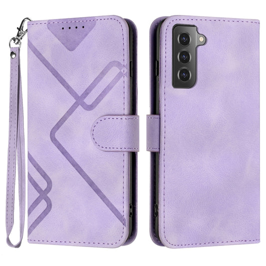 For Samsung Galaxy S22+ 5G Line Pattern Skin Feel Leather Phone Case(Light Purple) - Galaxy S22+ 5G Cases by buy2fix | Online Shopping UK | buy2fix