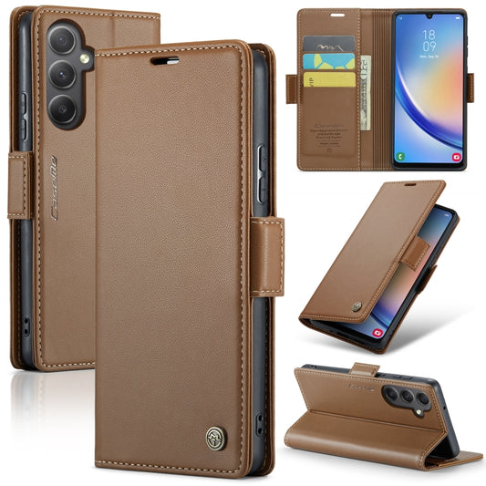 For Samsung Galaxy A34 5G CaseMe 023 Butterfly Buckle Litchi Texture RFID Anti-theft Leather Phone Case(Brown) - Galaxy Phone Cases by CaseMe | Online Shopping UK | buy2fix