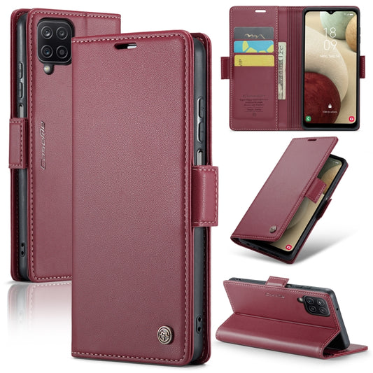 For Samsung Galaxy A12 5G CaseMe 023 Butterfly Buckle Litchi Texture RFID Anti-theft Leather Phone Case(Wine Red) - Galaxy Phone Cases by CaseMe | Online Shopping UK | buy2fix