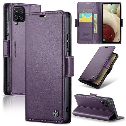 For Samsung Galaxy A12 5G CaseMe 023 Butterfly Buckle Litchi Texture RFID Anti-theft Leather Phone Case(Pearly Purple) - Galaxy Phone Cases by CaseMe | Online Shopping UK | buy2fix