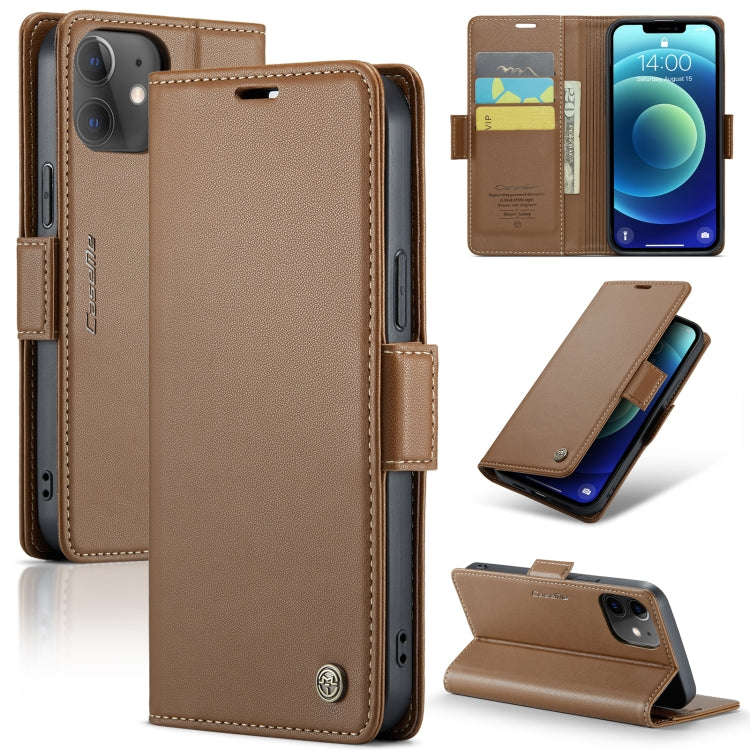 For iPhone 12 / 12 Pro CaseMe 023 Butterfly Buckle Litchi Texture RFID Anti-theft Leather Phone Case(Brown) - iPhone 12 / 12 Pro Cases by CaseMe | Online Shopping UK | buy2fix