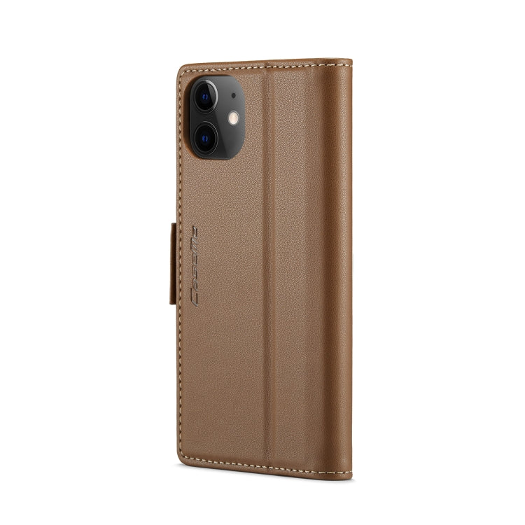 For iPhone 12 / 12 Pro CaseMe 023 Butterfly Buckle Litchi Texture RFID Anti-theft Leather Phone Case(Brown) - iPhone 12 / 12 Pro Cases by CaseMe | Online Shopping UK | buy2fix