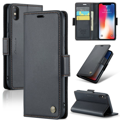 For iPhone XS CaseMe 023 Butterfly Buckle Litchi Texture RFID Anti-theft Leather Phone Case(Black) - More iPhone Cases by CaseMe | Online Shopping UK | buy2fix