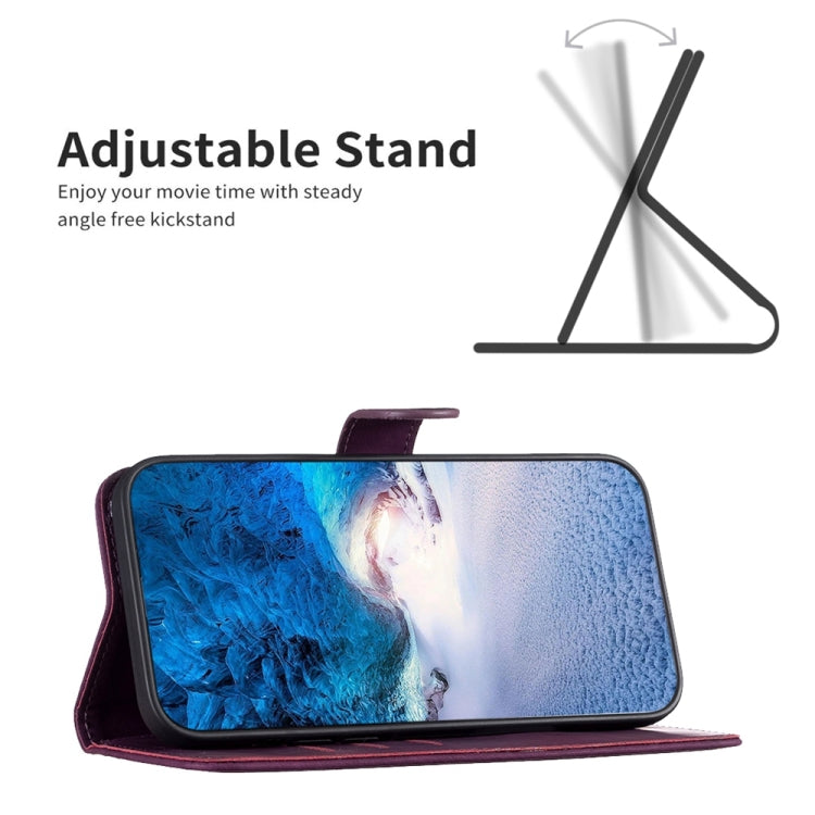 For Xiaomi Redmi Note 12 Pro+ Global Plaid Embossed Leather Phone Case(Purple) - Note 12 Pro+ Cases by buy2fix | Online Shopping UK | buy2fix