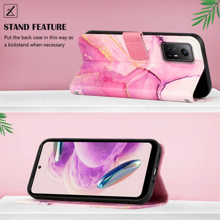 For Xiaomi Redmi Note 12S 4G Global PT003 Marble Pattern Flip Leather Phone Case(Pink Purple Gold LS001) - Xiaomi Cases by buy2fix | Online Shopping UK | buy2fix