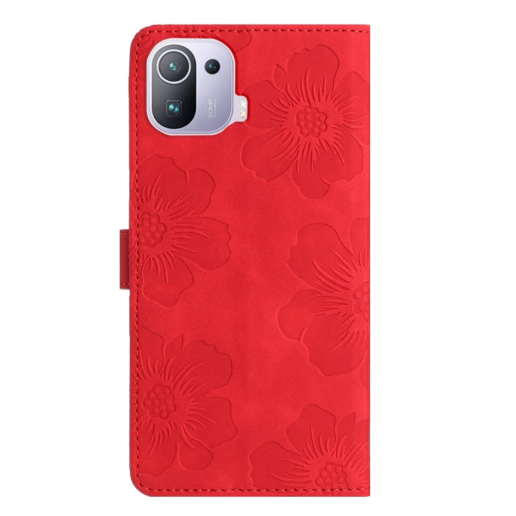 For Xiaomi Mi 11 Pro Flower Embossing Pattern Leather Phone Case(Red) - Xiaomi Cases by buy2fix | Online Shopping UK | buy2fix