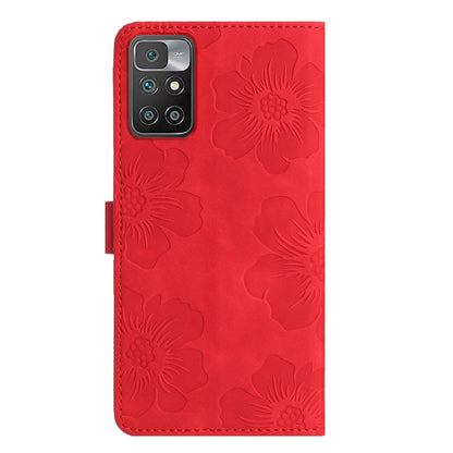 For Xiaomi Redmi 10 2022 Flower Embossing Pattern Leather Phone Case(Red) - Xiaomi Cases by buy2fix | Online Shopping UK | buy2fix