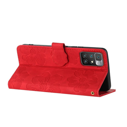 For Xiaomi Redmi 10 2022 Flower Embossing Pattern Leather Phone Case(Red) - Xiaomi Cases by buy2fix | Online Shopping UK | buy2fix