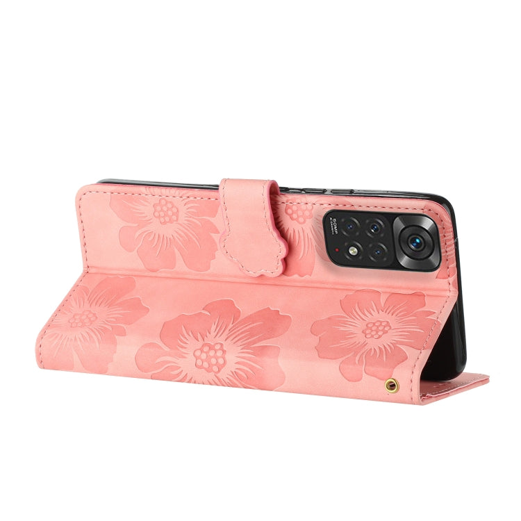 For Xiaomi Redmi Note 11 4G Global / Note 11S Flower Embossing Pattern Leather Phone Case(Pink) - Xiaomi Cases by buy2fix | Online Shopping UK | buy2fix