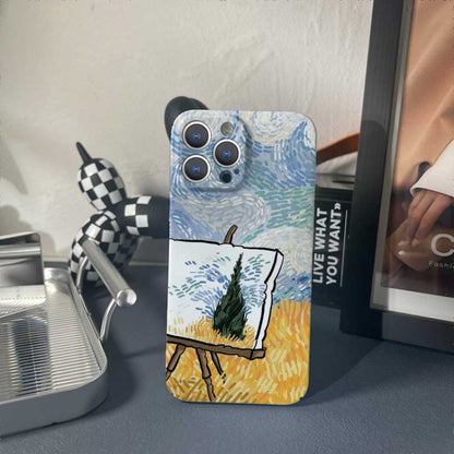 For iPhone 12 Pro Max Precise Hole Oil Painting Pattern PC Phone Case(Landscape Painting) - iPhone 12 Pro Max Cases by buy2fix | Online Shopping UK | buy2fix