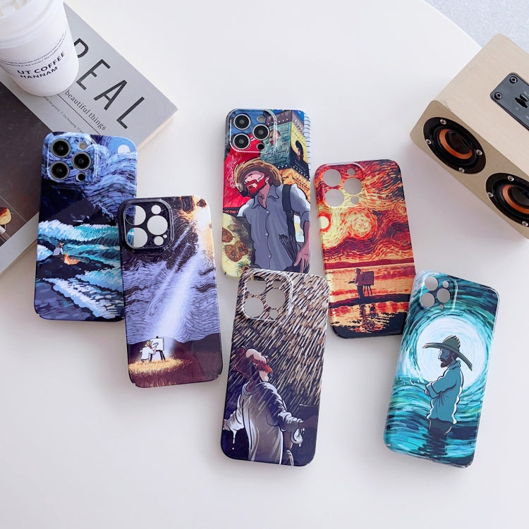 For iPhone 11 Pro Precise Hole Oil Painting Pattern PC Phone Case(Sunset) - iPhone 11 Pro Cases by buy2fix | Online Shopping UK | buy2fix