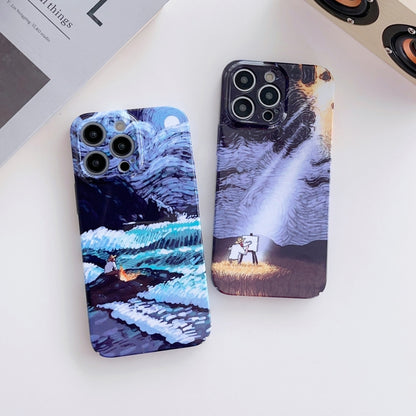 For iPhone 11 Precise Hole Oil Painting Pattern PC Phone Case(Sea Wave) - iPhone 11 Cases by buy2fix | Online Shopping UK | buy2fix