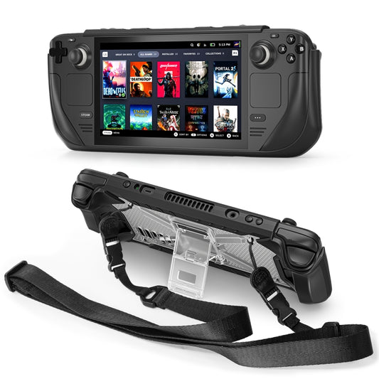 For Steam Deck Shockproof Game Console Case with Holder & Shoulder Strap(Black+Transparent) - Accessories by buy2fix | Online Shopping UK | buy2fix