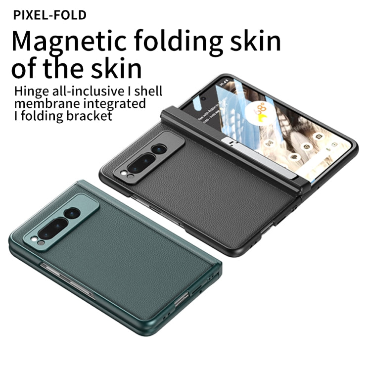 For Google Pixel Fold GKK Integrated Fold Hinge Leather Phone Case with Holder(Black) - Google Cases by GKK | Online Shopping UK | buy2fix