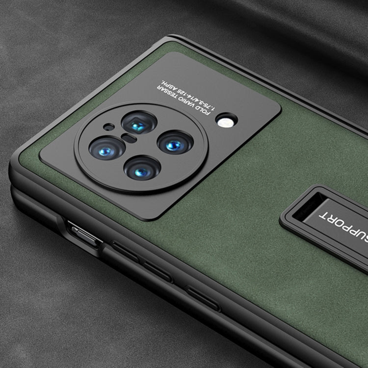 For vivo X Fold GKK Integrated Peep-proof Fold Full Coverage Leather Phone Case with Holder(Grey) - vivo Cases by GKK | Online Shopping UK | buy2fix