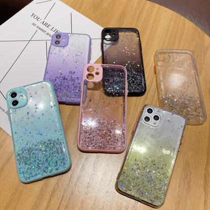 For iPhone 12 Pro Max Starry Gradient Glitter Powder TPU Phone Case(Yellow) - iPhone 12 Pro Max Cases by buy2fix | Online Shopping UK | buy2fix