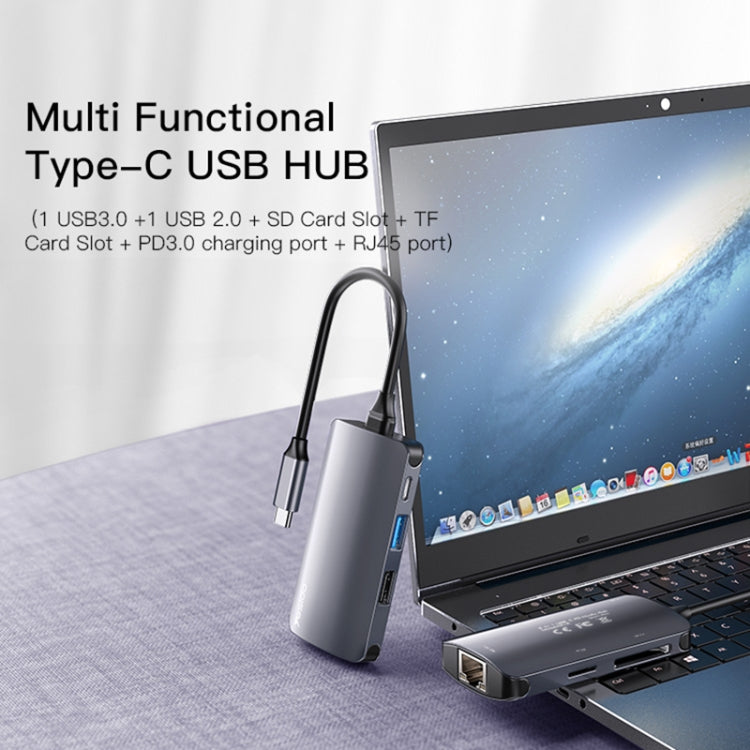 Yesido HB15 6 in 1 USB-C / Type-C Ports Multifunctional Docking Station HUB Adapter - USB HUB by Yesido | Online Shopping UK | buy2fix