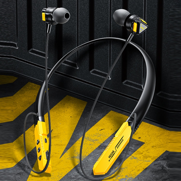 WK VC02 Neckband Wireless Bluetooth Earphone(Yellow) - Neck-mounted Earphone by WK | Online Shopping UK | buy2fix