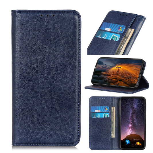 For iPhone 15 Pro Max Magnetic Crazy Horse Texture Horizontal Flip Leather Phone Case(Blue) - iPhone 15 Pro Max Cases by buy2fix | Online Shopping UK | buy2fix