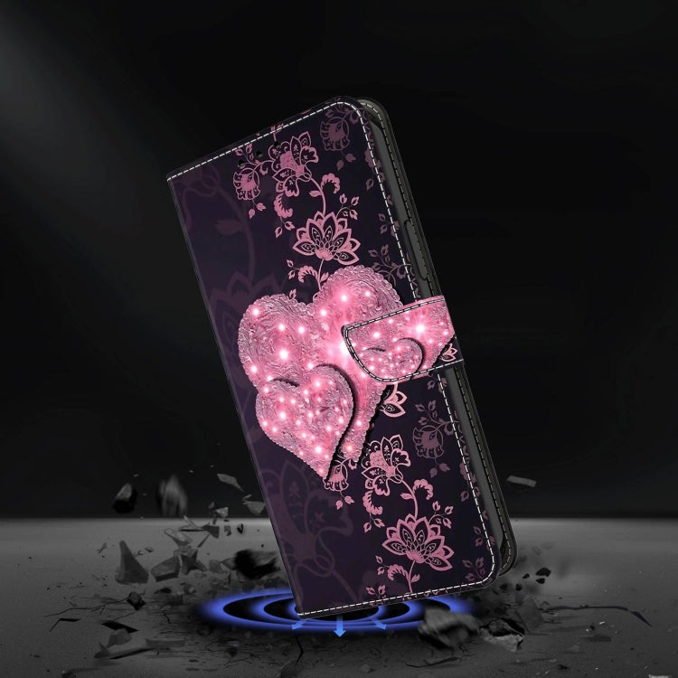 For Xiaomi Redmi 11A 4G / Redmi 12C Global Crystal 3D Shockproof Protective Leather Phone Case(Lace Love) - Xiaomi Cases by buy2fix | Online Shopping UK | buy2fix