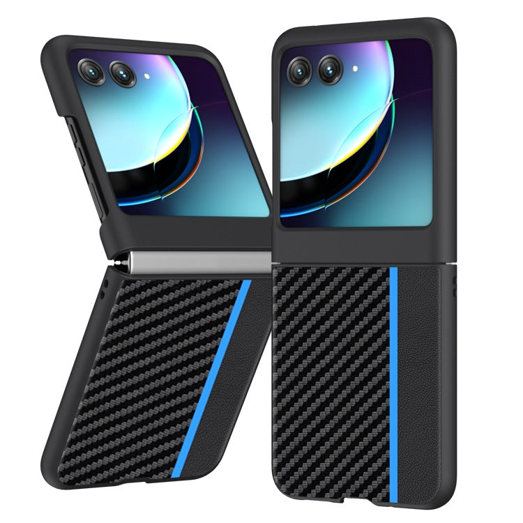 For Motorola Razr 40 Ultra Ultra-thin Carbon Fiber Texture Printing Phone Case(Black Blue) - Motorola Cases by buy2fix | Online Shopping UK | buy2fix