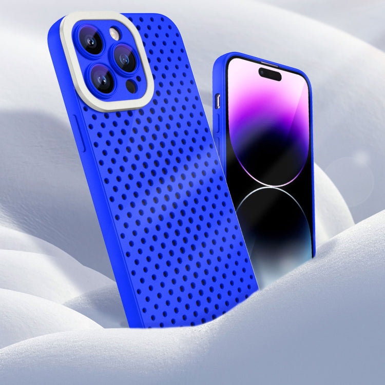 For iPhone 12 Hollow Heat Dissipation TPU Phone Case(Blue) - iPhone 12 / 12 Pro Cases by buy2fix | Online Shopping UK | buy2fix