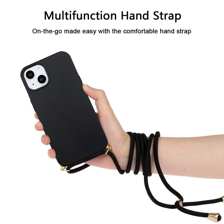 For iPhone 15 Wheat Straw Material + TPU Phone Case with Lanyard(Black) - iPhone 15 Cases by buy2fix | Online Shopping UK | buy2fix