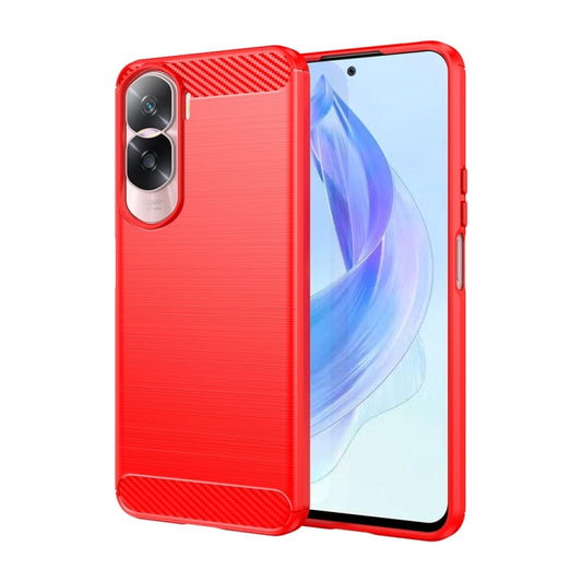 For Honor 90 Lite Brushed Texture Carbon Fiber TPU Phone Case(Red) - Honor Cases by buy2fix | Online Shopping UK | buy2fix