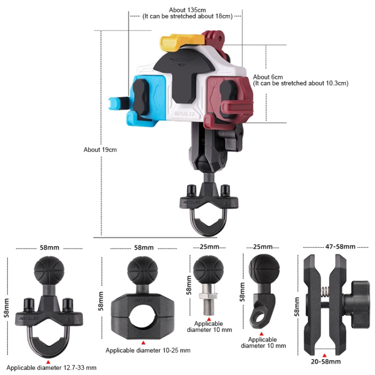 MOTOSLG Crab Motorcycle Phone Clamp Bracket U-Type Headbar Mount(Yellow Blue White) - Holder by MOTOLSG | Online Shopping UK | buy2fix