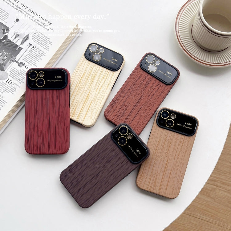 For iPhone 11 Wood Grain TPU Phone Case with Lens Film(Beige) - iPhone 11 Cases by buy2fix | Online Shopping UK | buy2fix