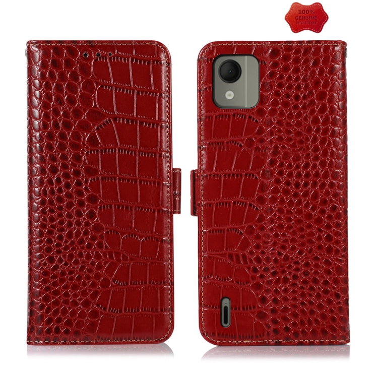 For Nokia C110 Crocodile Top Layer Cowhide Leather Phone Case(Red) - Nokia Cases by buy2fix | Online Shopping UK | buy2fix