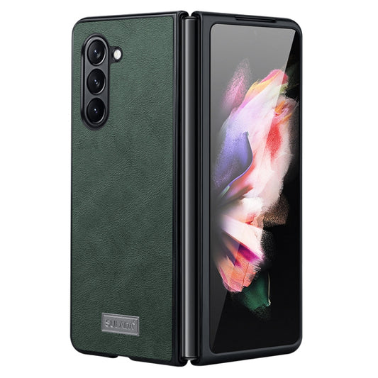 For Samsung Galaxy Z Fold5 SULADA Shockproof TPU + Handmade Leather Phone Case(Green) - Galaxy Z Fold5 Cases by SULADA | Online Shopping UK | buy2fix