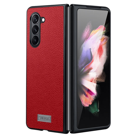For Samsung Galaxy Z Fold5 SULADA Shockproof TPU + Litchi Texture Leather Phone Case(Red) - Galaxy Z Fold5 Cases by SULADA | Online Shopping UK | buy2fix