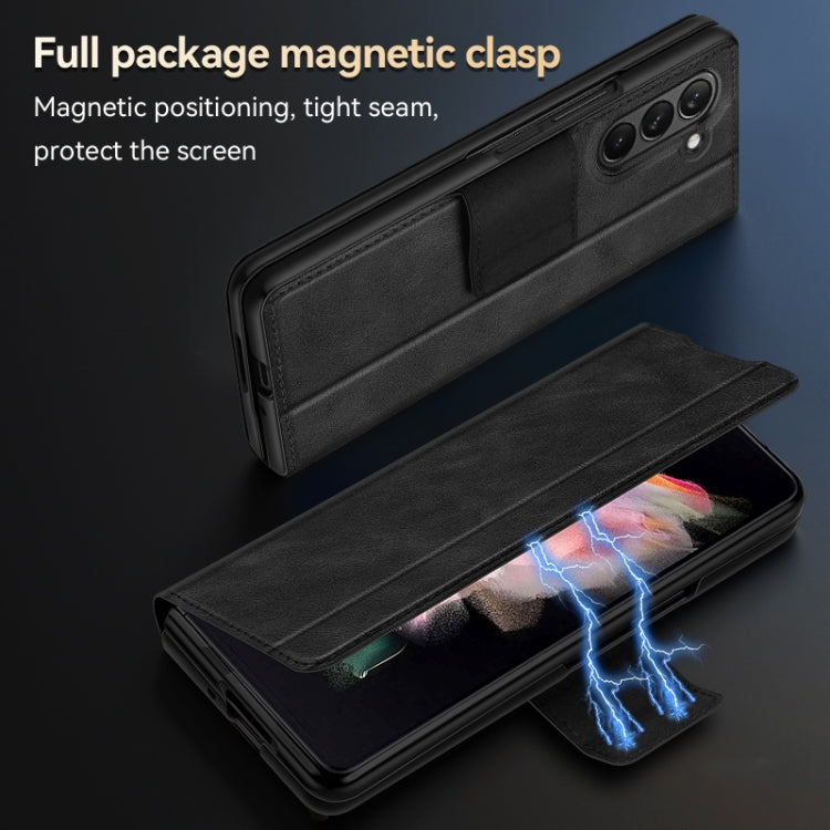 For Samsung Galaxy Z Fold5 SULADA All-inclusive Magnetic Snap Flip Leather Phone Case(Black) - Galaxy Z Fold5 Cases by SULADA | Online Shopping UK | buy2fix