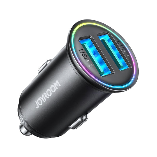 JOYROOM JR-CCN03 24W 2 USB Mini Metal Car Charger(Black) - Car Charger by JOYROOM | Online Shopping UK | buy2fix